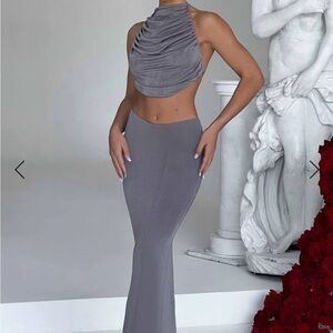 Elegant Gray Maxi Dress